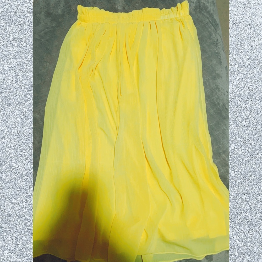 Yellow Chiffon Loft Midi Skirt
